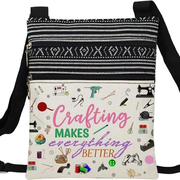 Messenger Bag Small Ethnic Pattern Adjustable Strap Crossbody Zipper Bag - Picture 1 of 7